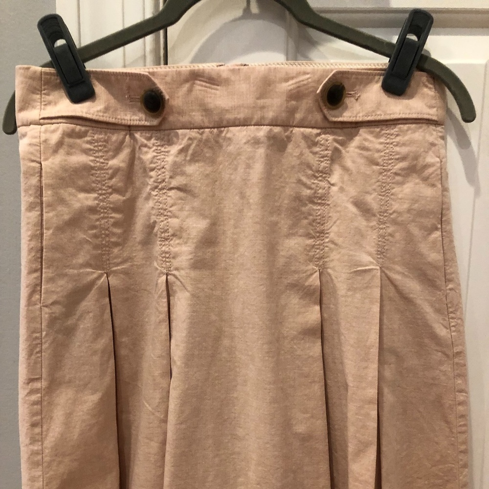 J Crew pale pink pleated cotton skirt